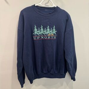 Vintage Embroidered Up North Crewneck Sweatshirt